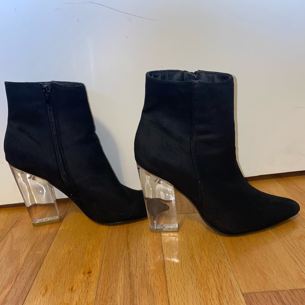 Clear Heel Ankle Boots.
